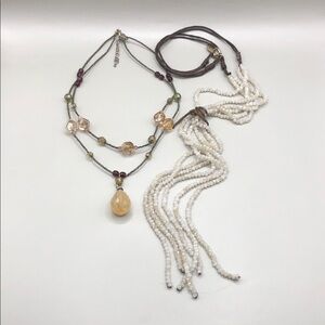 Jamie Rocks NYC Faceted Crystals Tassel Bead Long Necklace Layered Look Curated
